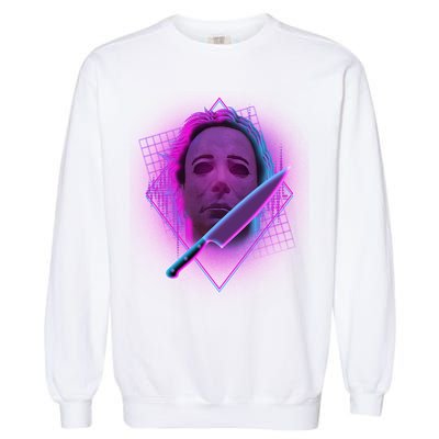 Retro 80's Eighties Myers With Knife Garment-Dyed Sweatshirt