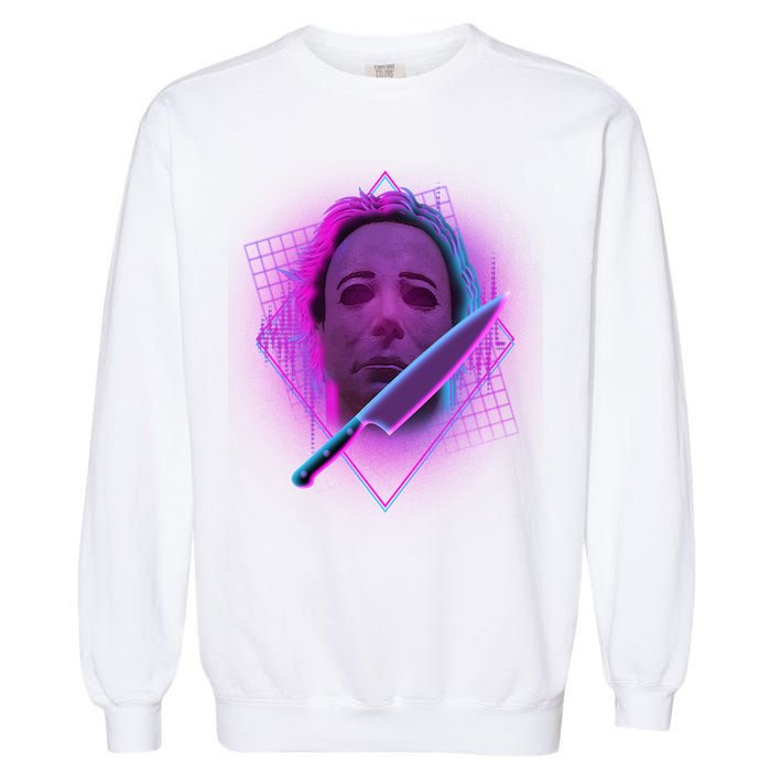 Retro 80's Eighties Myers With Knife Garment-Dyed Sweatshirt