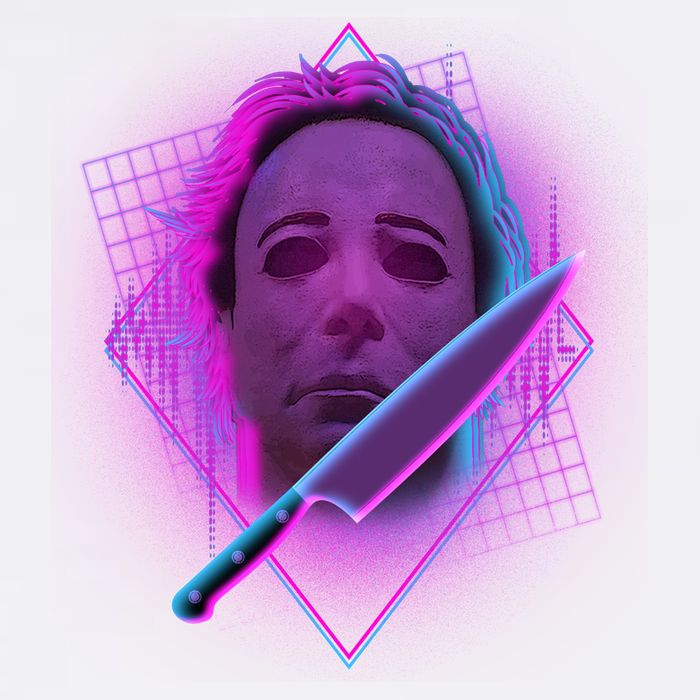 Retro 80's Eighties Myers With Knife Garment-Dyed Sweatshirt