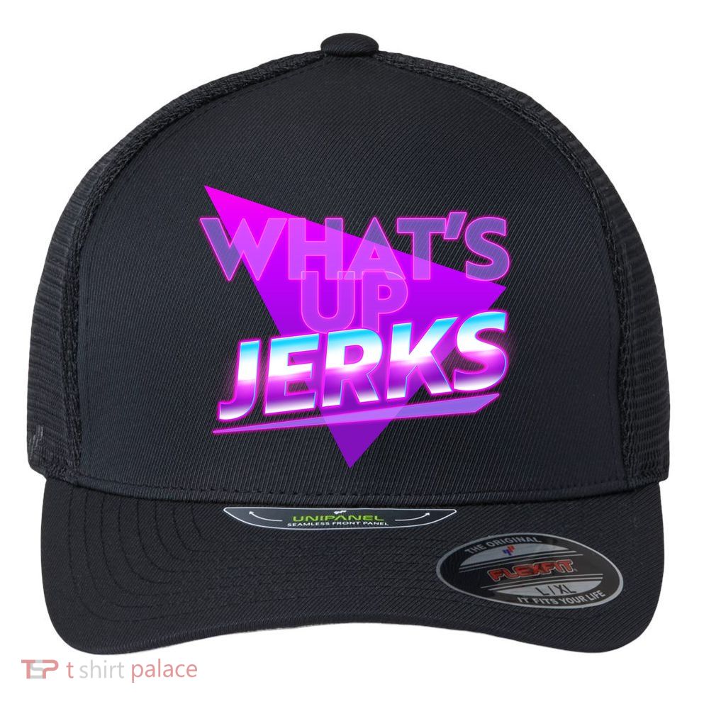 Retro 80's Eighties What's Up Jerks Flexfit Unipanel Trucker Cap