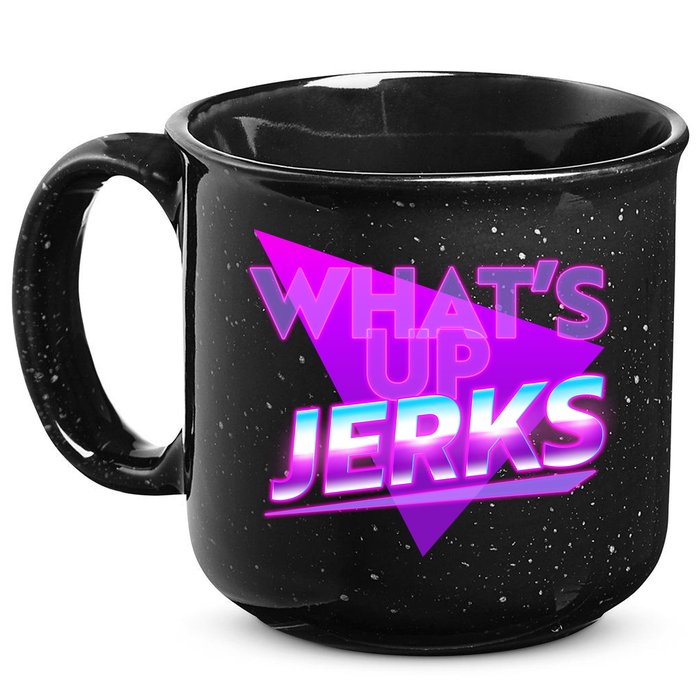 Retro 80's Eighties What's Up Jerks 15oz Campfire Ceramic Mug