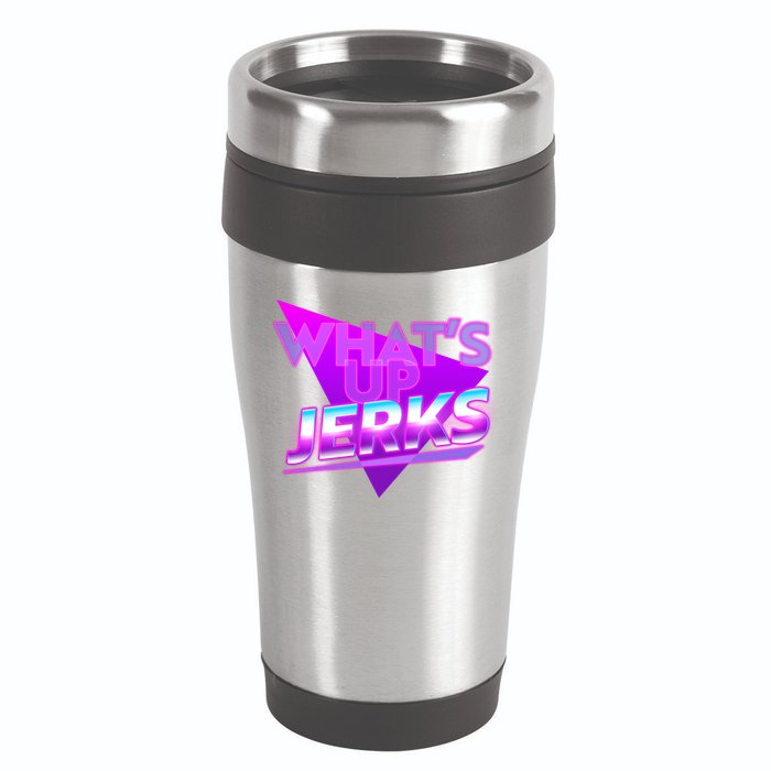 Retro 80's Eighties What's Up Jerks 16oz Travel Tumbler