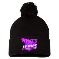 Retro 80's Eighties What's Up Jerks Pom Pom 12in Knit Beanie