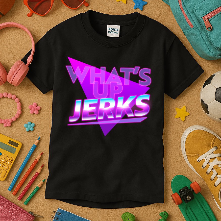 Retro 80's Eighties What's Up Jerks Kids T-Shirt