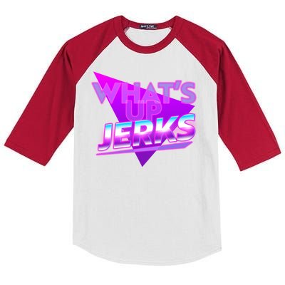 Retro 80's Eighties What's Up Jerks Kids Colorblock Raglan Jersey