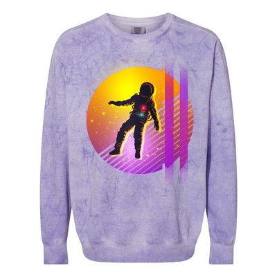 Retro 80's Glitch Astronaut Colorblast Crewneck Sweatshirt