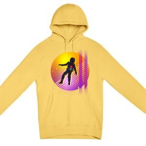 Retro 80's Glitch Astronaut Premium Pullover Hoodie