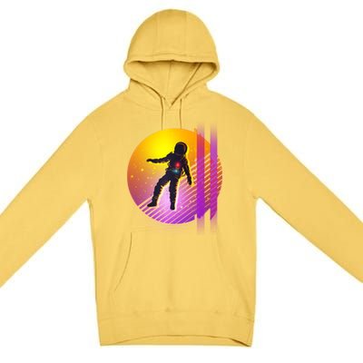 Retro 80's Glitch Astronaut Premium Pullover Hoodie