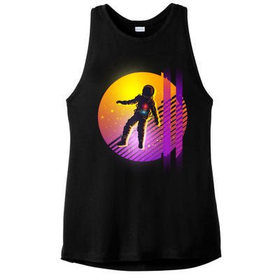 Retro 80's Glitch Astronaut Ladies PosiCharge Tri-Blend Wicking Tank