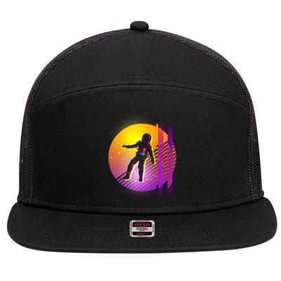 Retro 80's Glitch Astronaut 7 Panel Mesh Trucker Snapback Hat