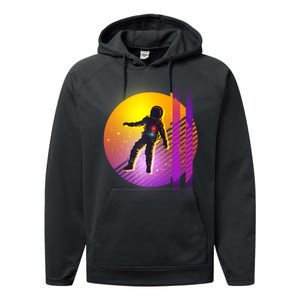 Retro 80's Glitch Astronaut Performance Fleece Hoodie