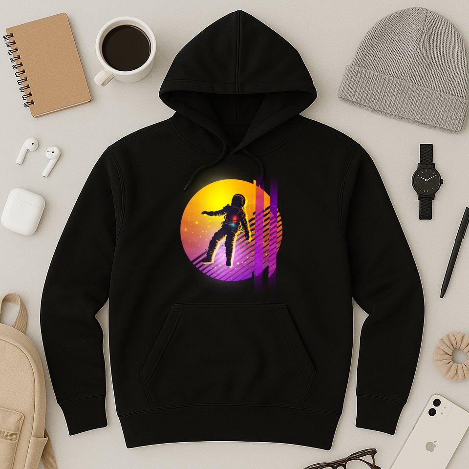 Retro 80's Glitch Astronaut Hoodie