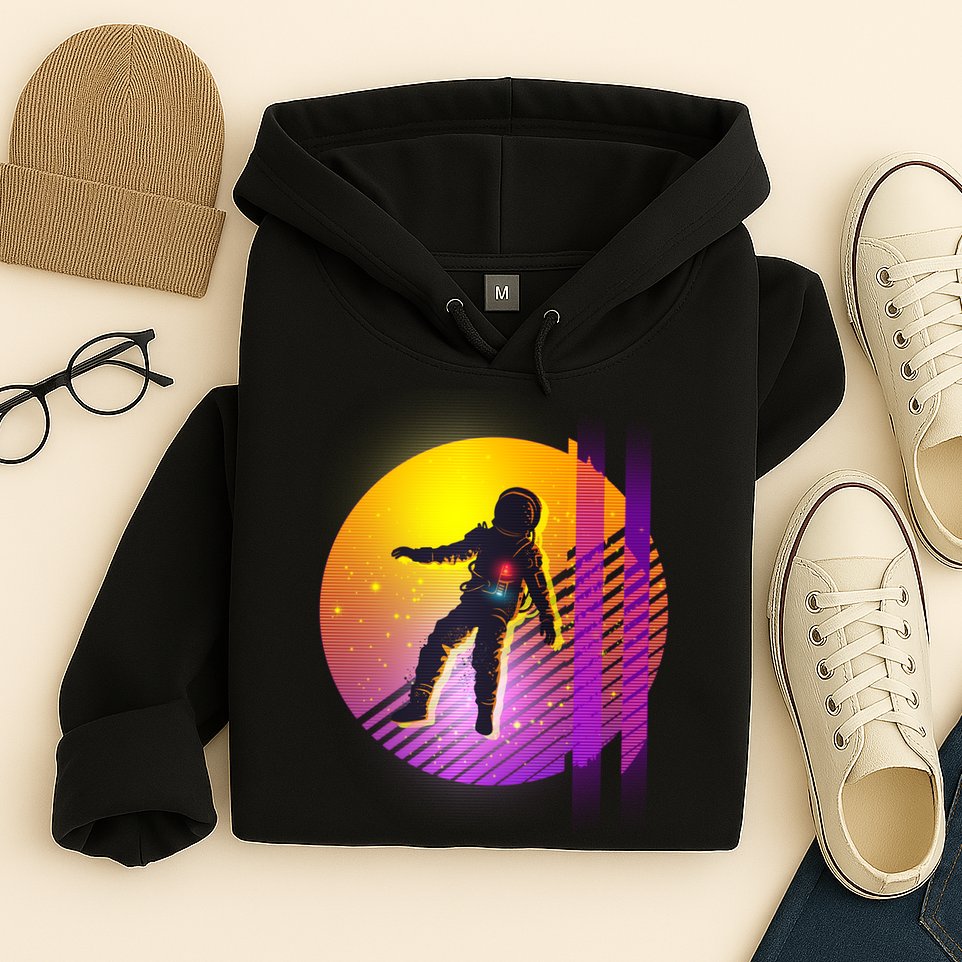 Retro 80's Glitch Astronaut Hoodie