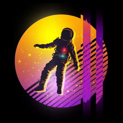 Retro 80's Glitch Astronaut T-Shirt