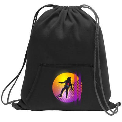 Retro 80's Glitch Astronaut Sweatshirt Cinch Pack Bag