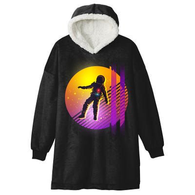 Retro 80's Glitch Astronaut Hooded Wearable Blanket