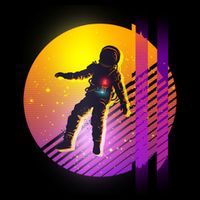 Retro 80's Glitch Astronaut 7-Panel Snapback Hat