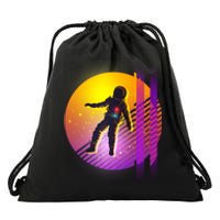 Retro 80's Glitch Astronaut Drawstring Bag