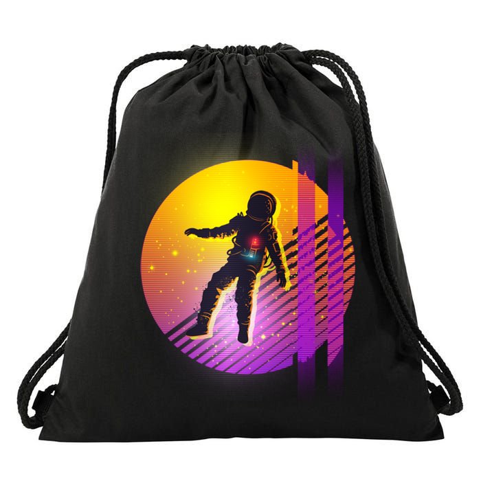 Retro 80's Glitch Astronaut Drawstring Bag