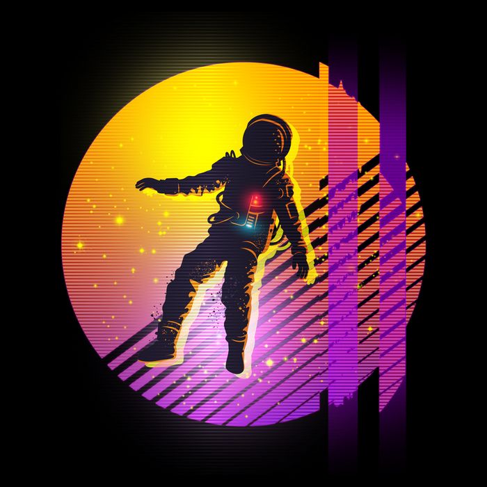 Retro 80's Glitch Astronaut 16 in Basic Backpack