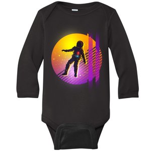 Retro 80's Glitch Astronaut Baby Long Sleeve Bodysuit