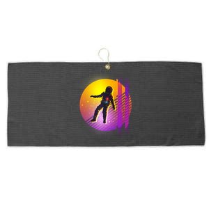 Retro 80's Glitch Astronaut Large Microfiber Waffle Golf Towel