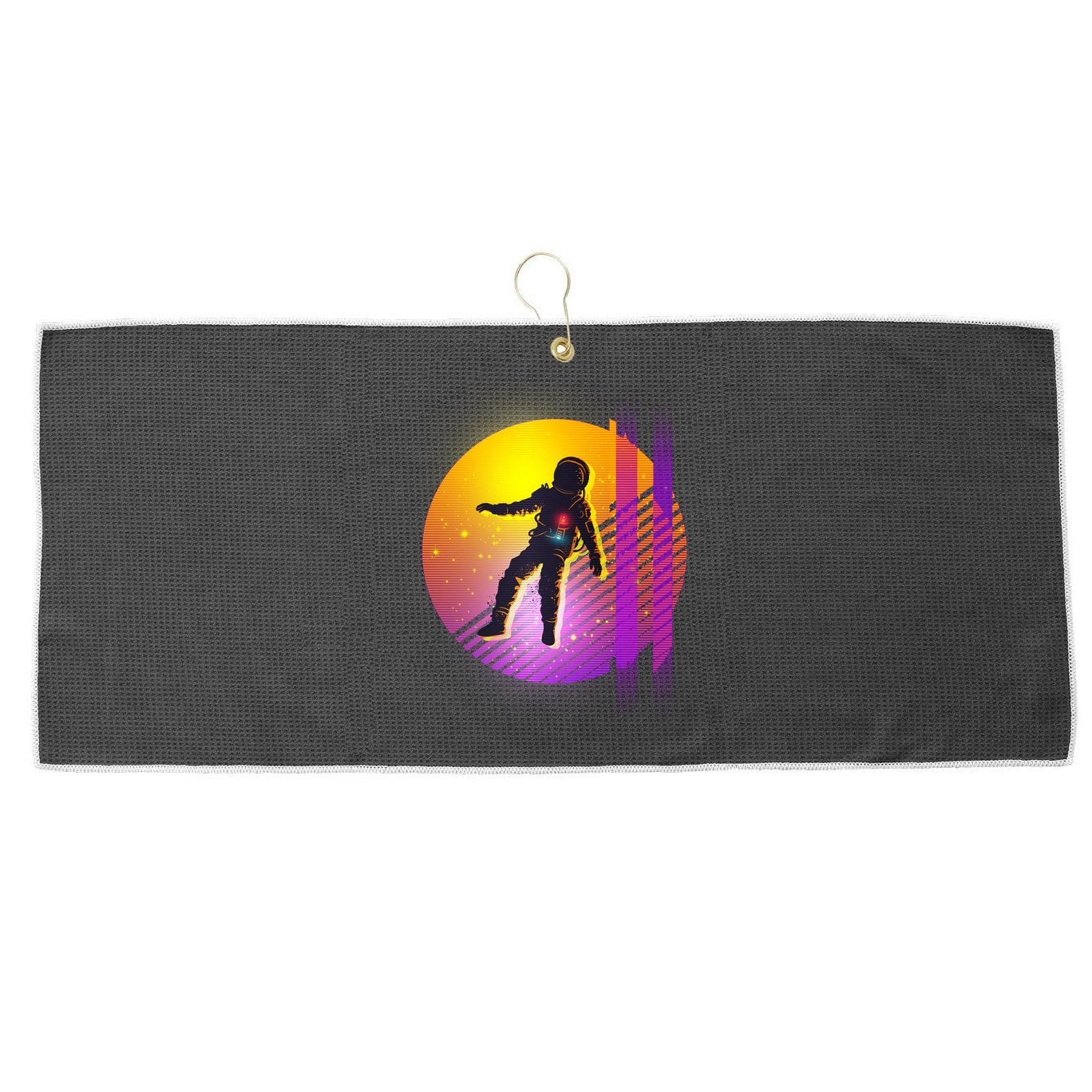 Retro 80's Glitch Astronaut Large Microfiber Waffle Golf Towel