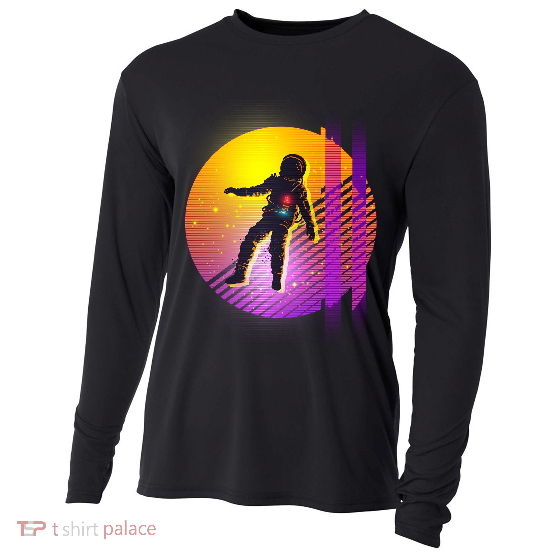 Retro 80's Glitch Astronaut Cooling Performance Long Sleeve Crew