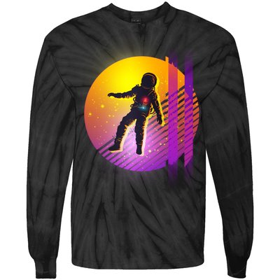 Retro 80's Glitch Astronaut Tie-Dye Long Sleeve Shirt