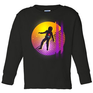 Retro 80's Glitch Astronaut Toddler Long Sleeve Shirt