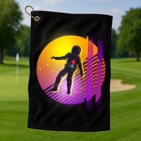 Retro 80's Glitch Astronaut Golf Towel