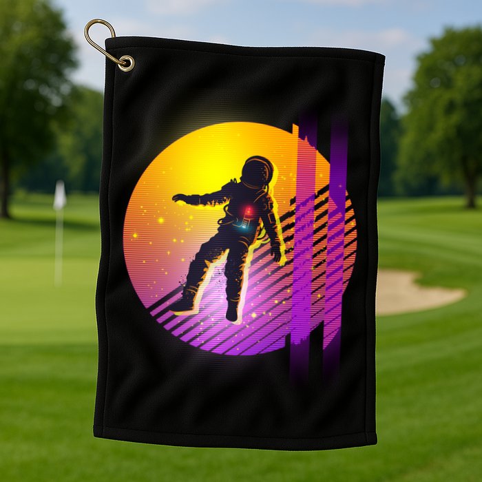 Retro 80's Glitch Astronaut Golf Towel