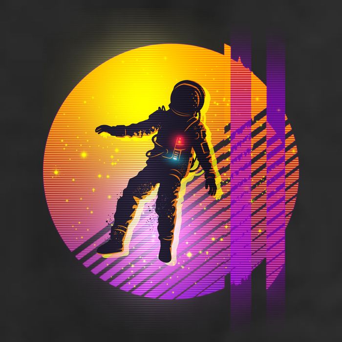 Retro 80's Glitch Astronaut Golf Towel