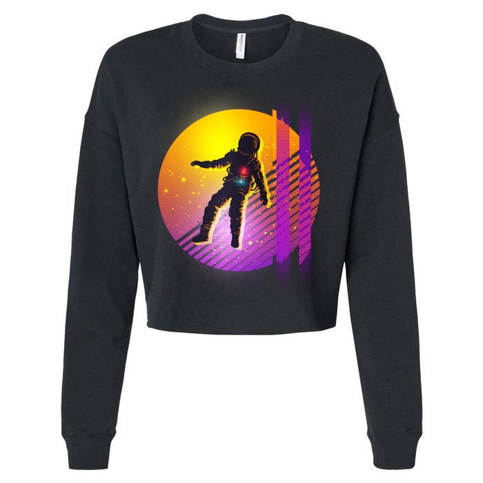 Retro 80's Glitch Astronaut Cropped Pullover Crew
