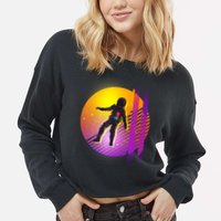 Retro 80's Glitch Astronaut Cropped Pullover Crew
