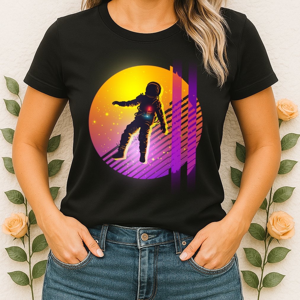 Retro 80's Glitch Astronaut Womens T-Shirt