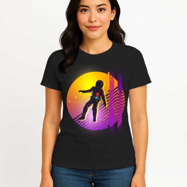 Retro 80's Glitch Astronaut Womens T-Shirt