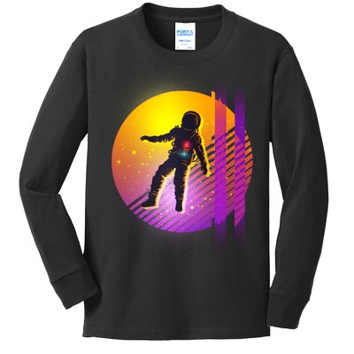 Retro 80's Glitch Astronaut Kids Long Sleeve Shirt