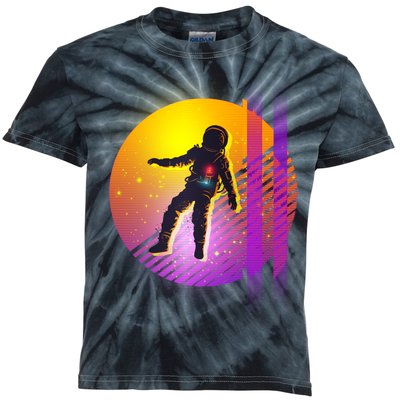 Retro 80's Glitch Astronaut Kids Tie-Dye T-Shirt