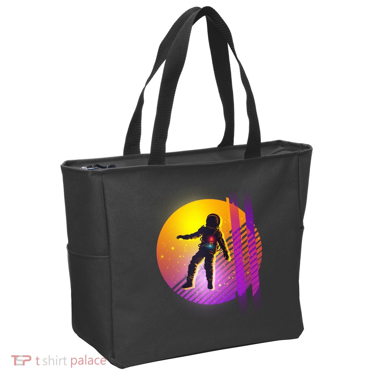 Retro 80's Glitch Astronaut Zip Tote Bag