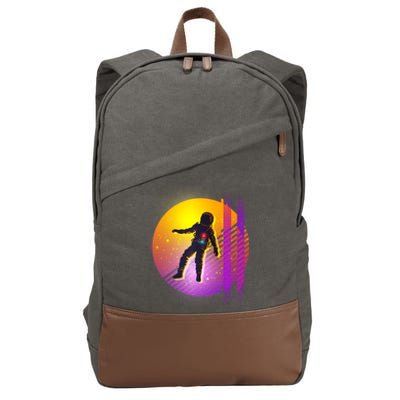 Retro 80's Glitch Astronaut Cotton Canvas Backpack