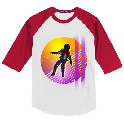 Retro 80's Glitch Astronaut Kids Colorblock Raglan Jersey