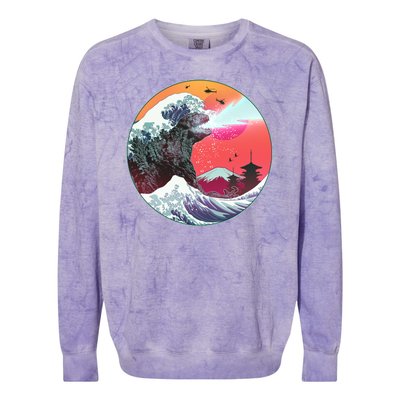 Retro 80's Godzilla Attack Wave Colorblast Crewneck Sweatshirt