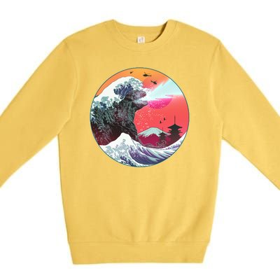 Retro 80's Godzilla Attack Wave Premium Crewneck Sweatshirt