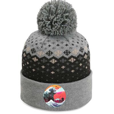 Retro 80's Godzilla Attack Wave The Baniff Cuffed Pom Beanie