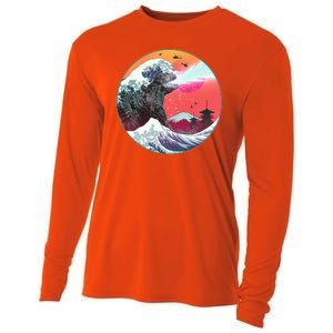 Retro 80's Godzilla Attack Wave Cooling Performance Long Sleeve Crew