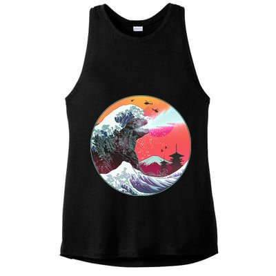 Retro 80's Godzilla Attack Wave Ladies PosiCharge Tri-Blend Wicking Tank
