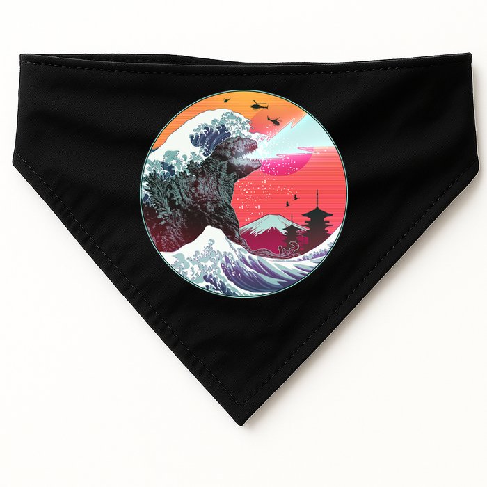 Retro 80's Godzilla Attack Wave USA-Made Doggie Bandana