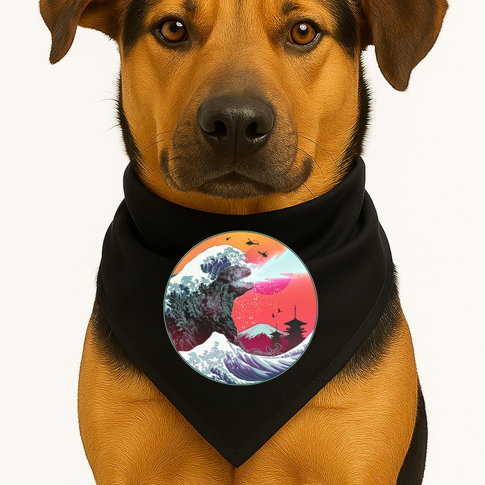 Retro 80's Godzilla Attack Wave USA-Made Doggie Bandana