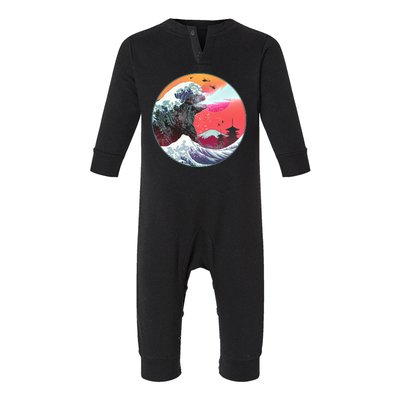 Retro 80's Godzilla Attack Wave Infant Fleece One Piece